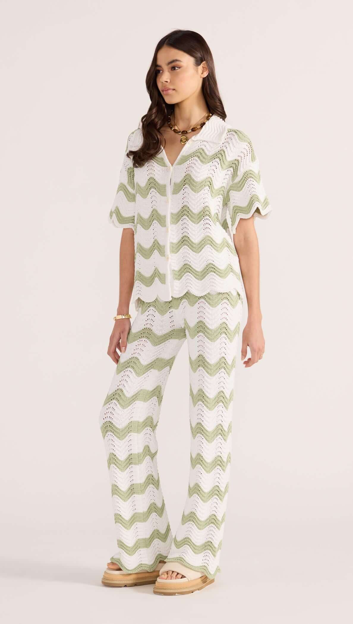 Jayden Crochet Wave Shirt-TOPS - SHORT SLEEVE-MINKPINK