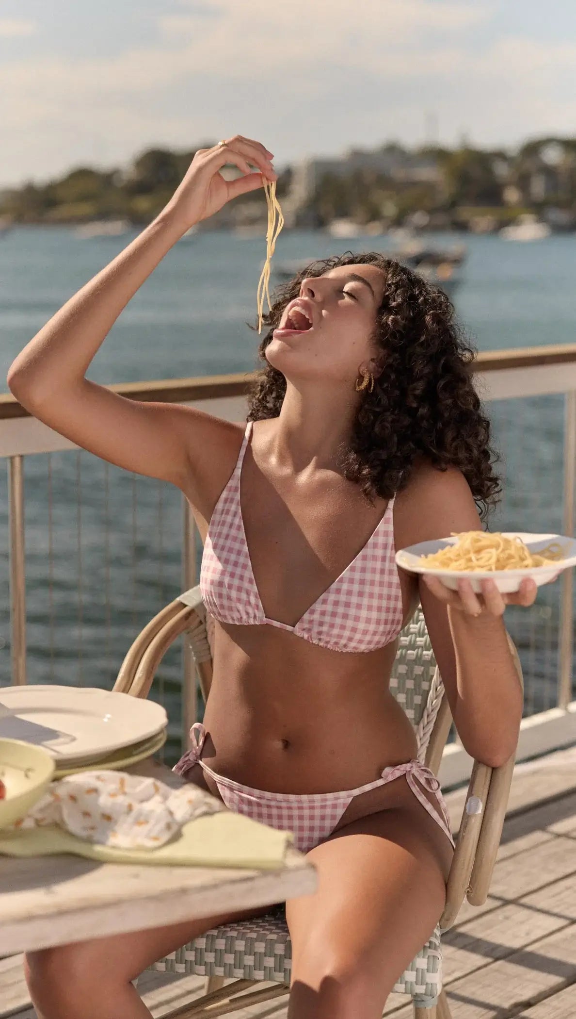 Lavina Triangle Bikini Set Pink Gingham Check MINKPINK