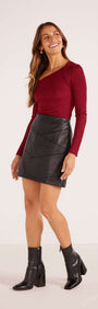 Leena Pu Mini Skirt-MINKPINK