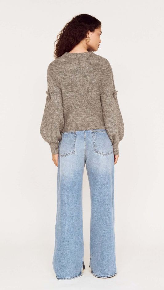 Round Neck Grey Floral Applique Jumper