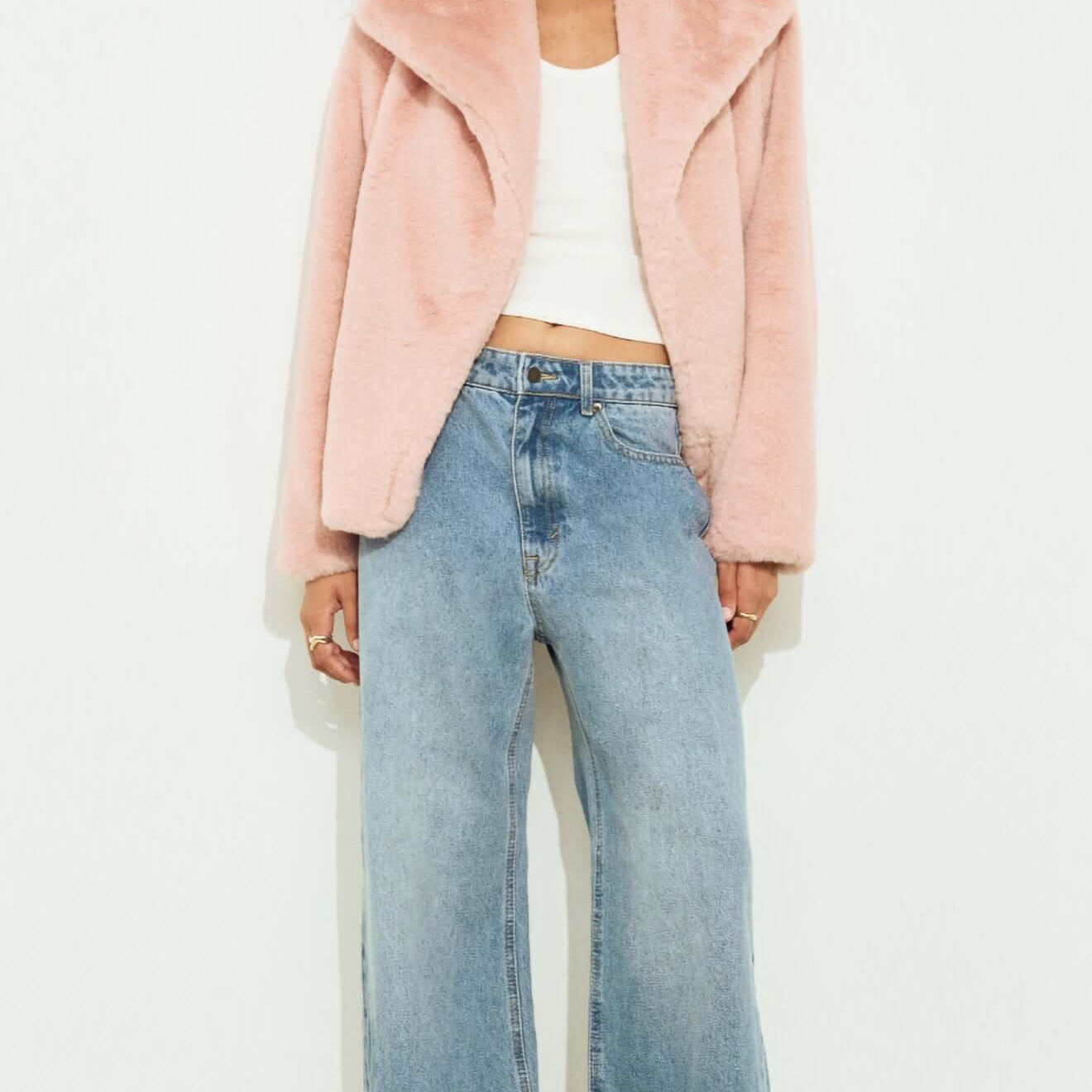 Dusty Pink Faux Fur Coat