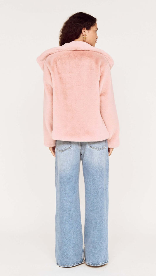 Dusty Pink Faux Fur Coat