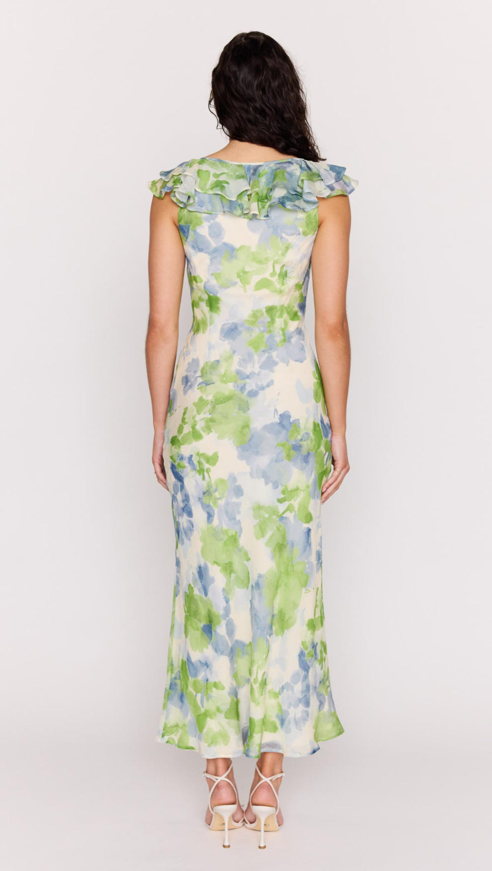 Watercolour Ruffled Midi Dress