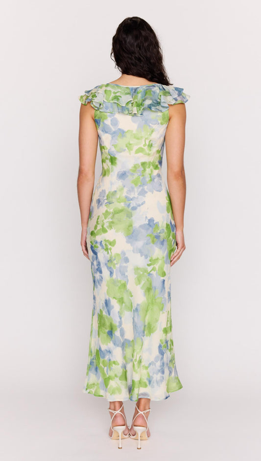 Watercolour Ruffled Midi Dress