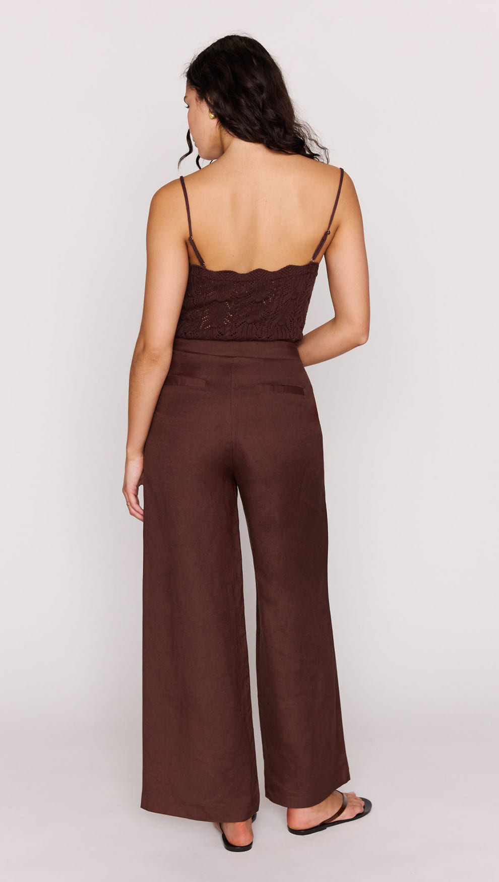 Chocolate Brown Pointelle Knit Cami