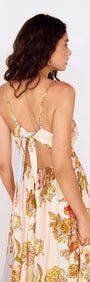 Pastel Floral Tie Detail Maxi Dress featuring a tie-back design and flowing skirt in soft floral print.