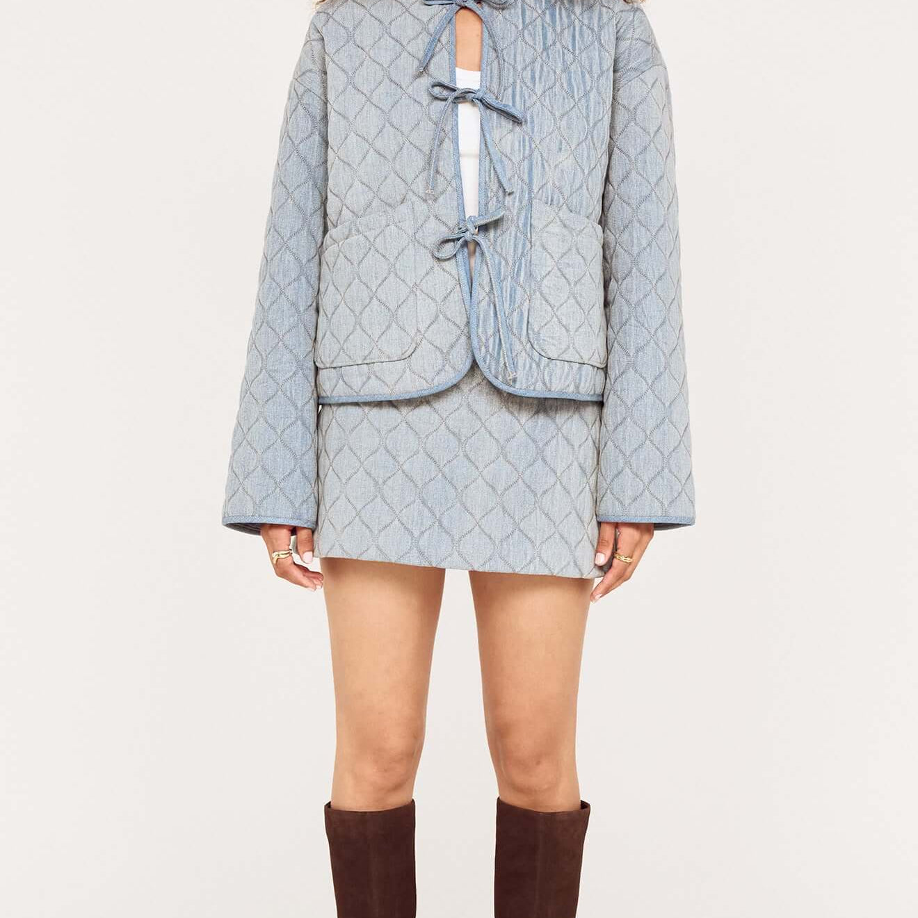 Quilted Denim Mini Skirt