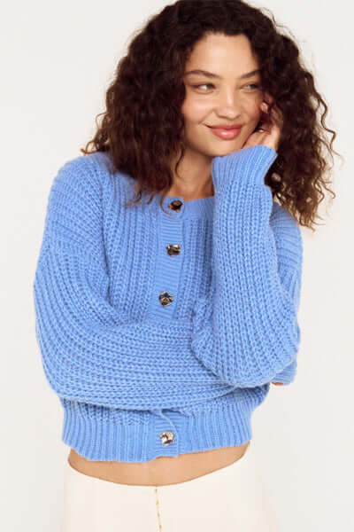 Cobalt Blue Intarsia Detail Jumper - Stylish Knitwear Essential
