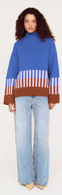 Cobalt Blue Intarsia Detail Jumper featuring a playful design with bold colors and relaxed fit, perfect for stylish knitwear.