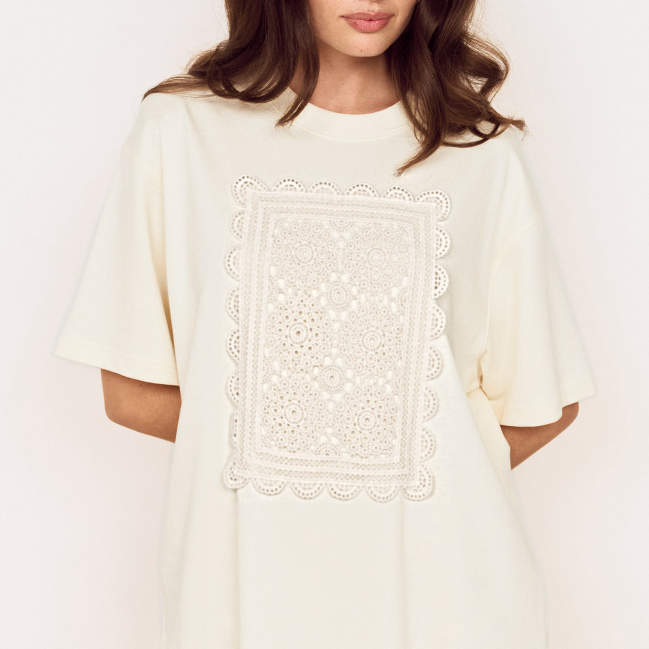 Crochet Detail Oversized T Shirt