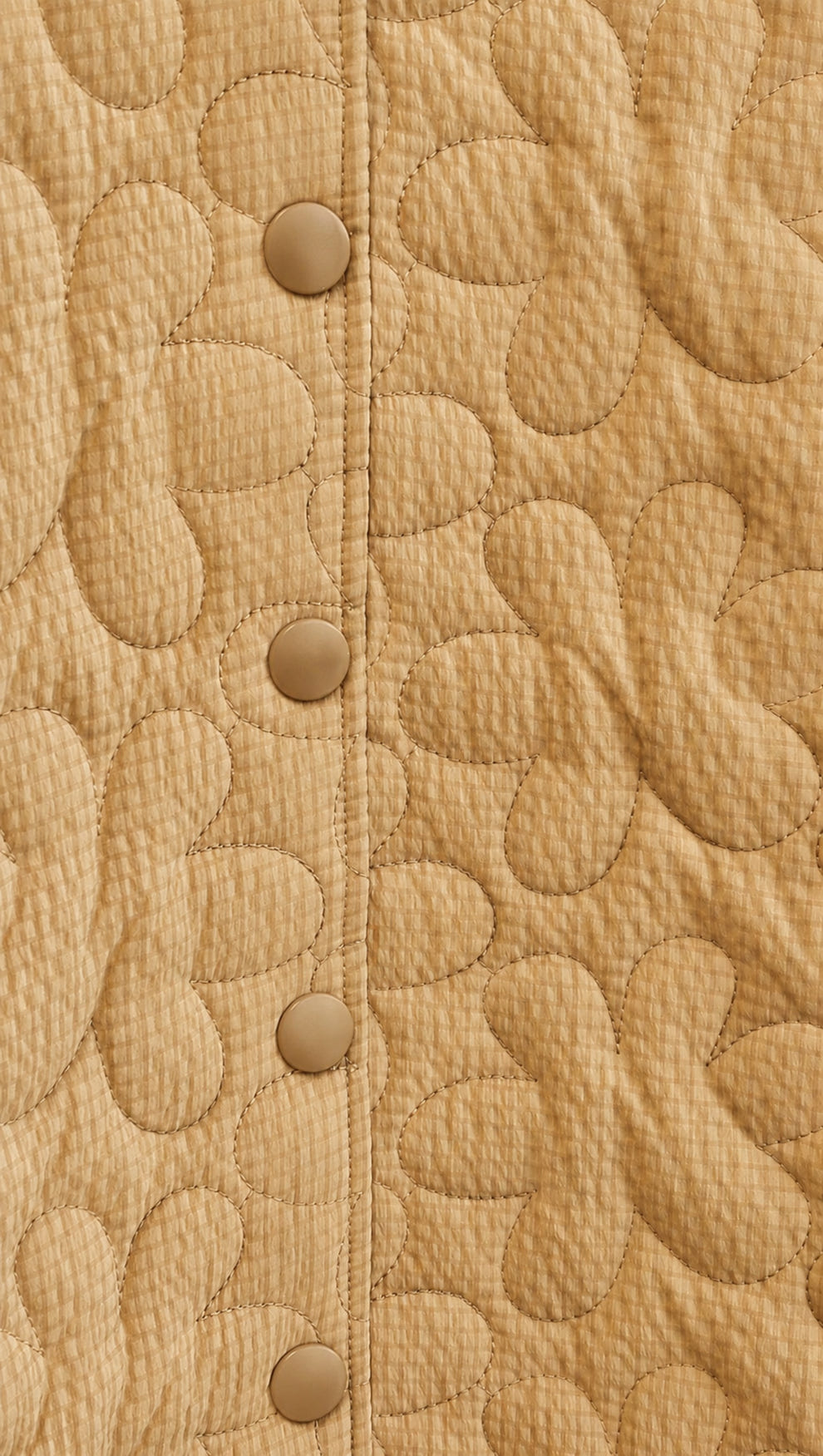 Beige Floral Quilted Puffer Jacket