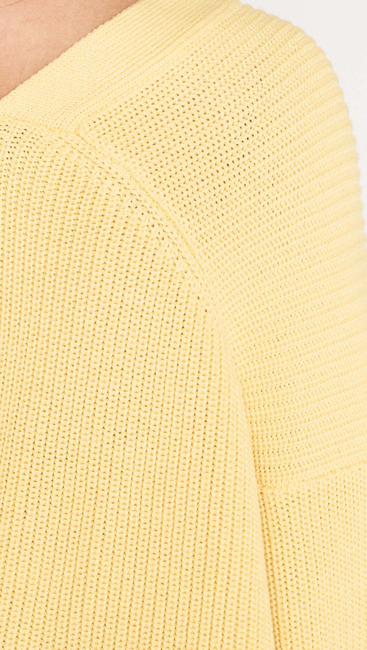 Butter Yellow Oversized Cardigan with Volume Sleeve