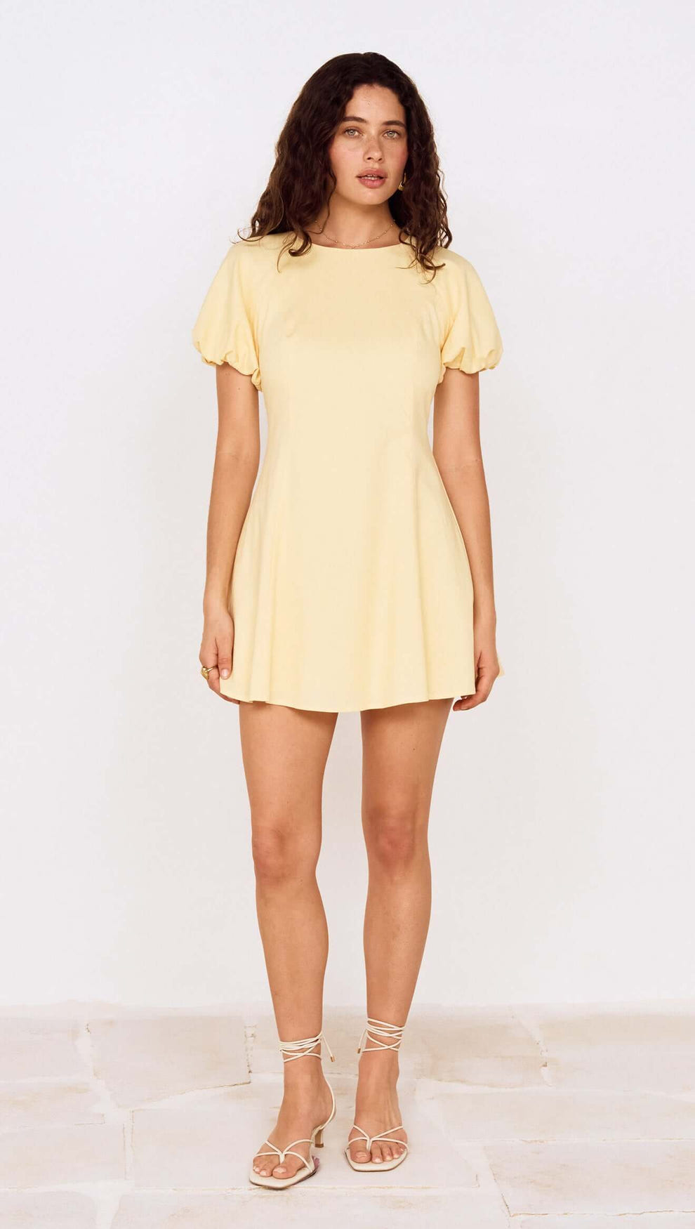 Butter Yellow Puff Sleeve Mini Dress