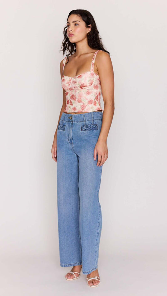 Pink Floral Buster Mesh Crop Top