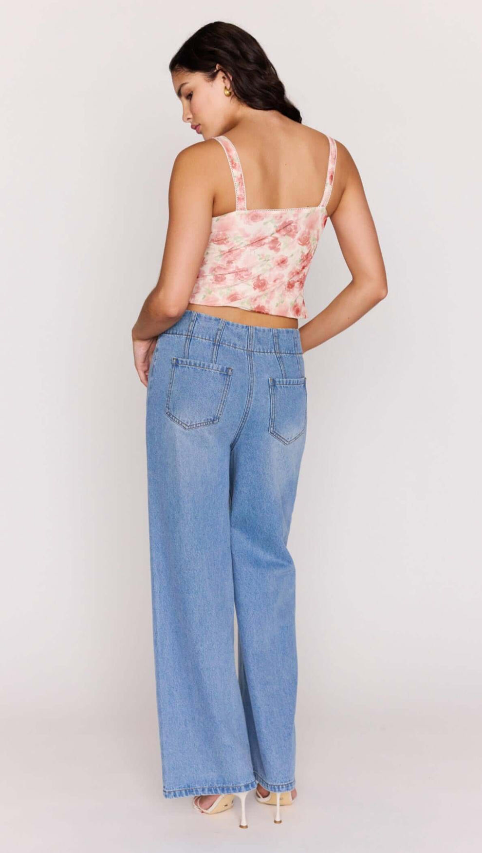 Pink Floral Buster Mesh Crop Top