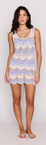 LEONE CROCHET MINI DRESS featuring a stylish wave pattern, perfect for summer beach outings.