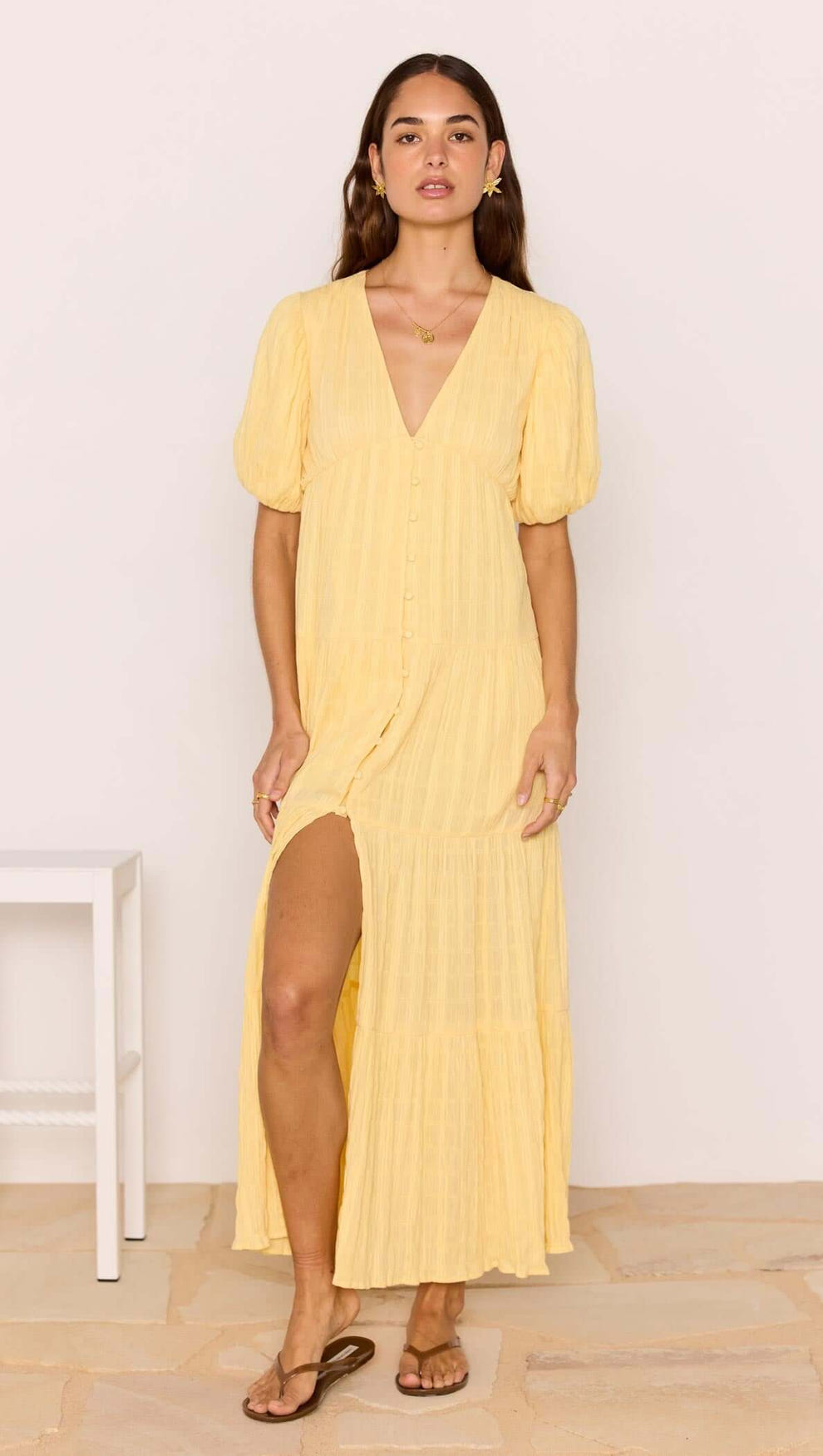 yellow cotton maxi dress Boho Organic Cotton Maxi Dress | Triple Gauze Sundress
