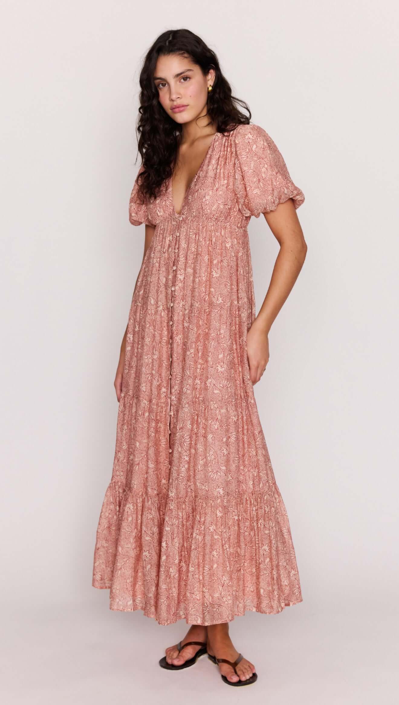 Red Floral Puff Sleeve Maxi Dress - Effortlessly Elegant – MINKPINK