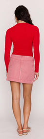 Model wearing the Red Twist Cut Out Top, showcasing the fitted silhouette and twist front design from the back.