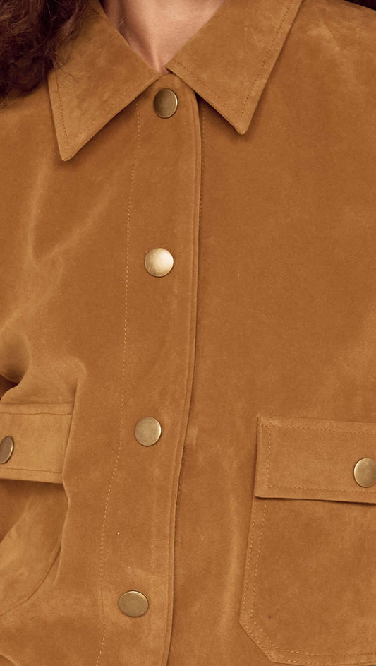 Relaxed Fit Faux Suede Jacket
