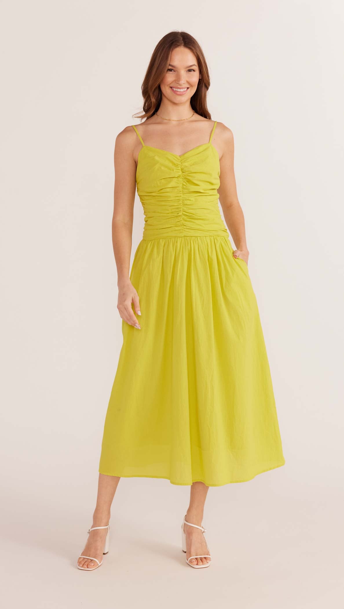 Mariposa Ruched Midi Dress-MINKPINK