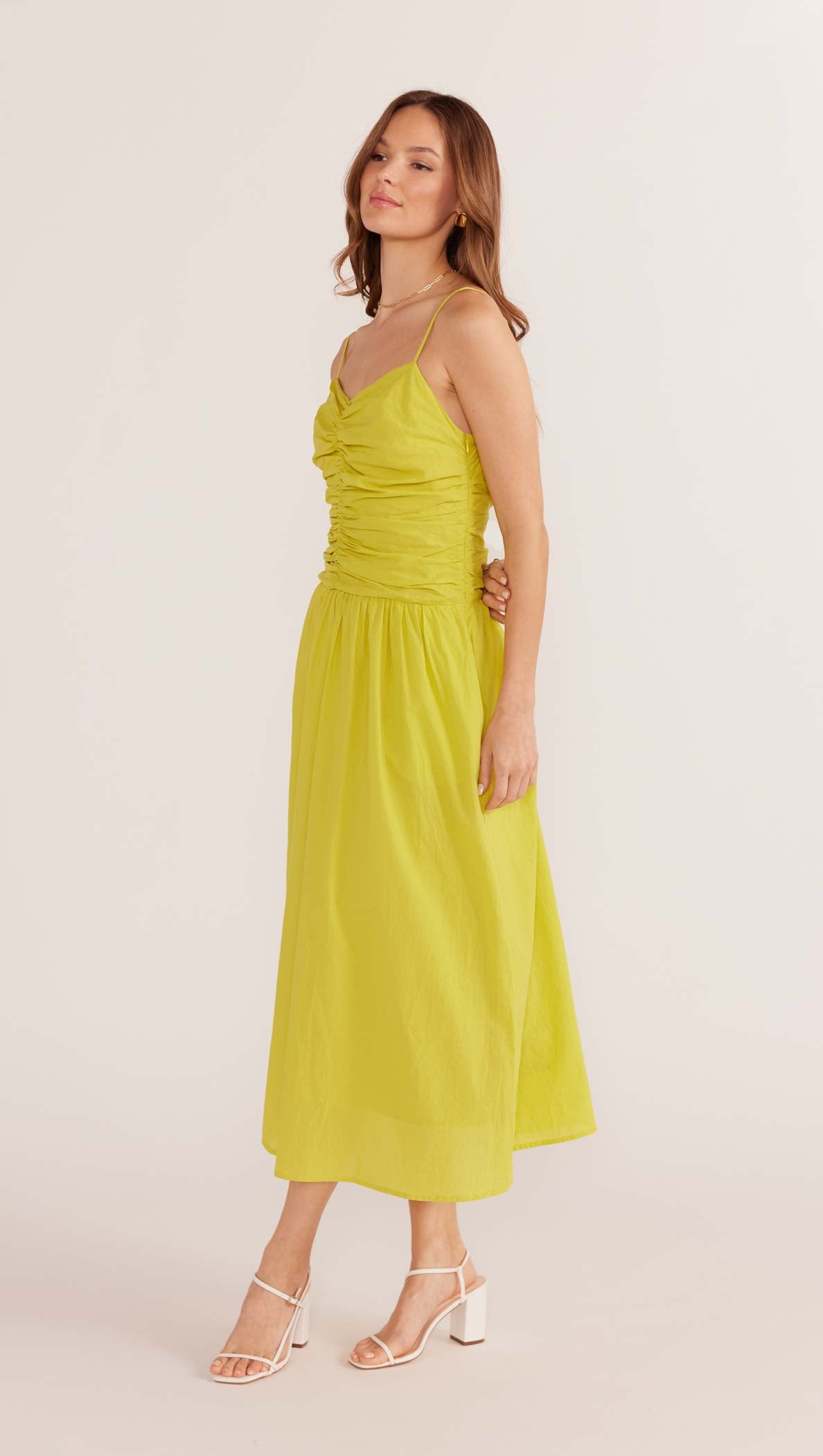 Mariposa Ruched Midi Dress-MINKPINK