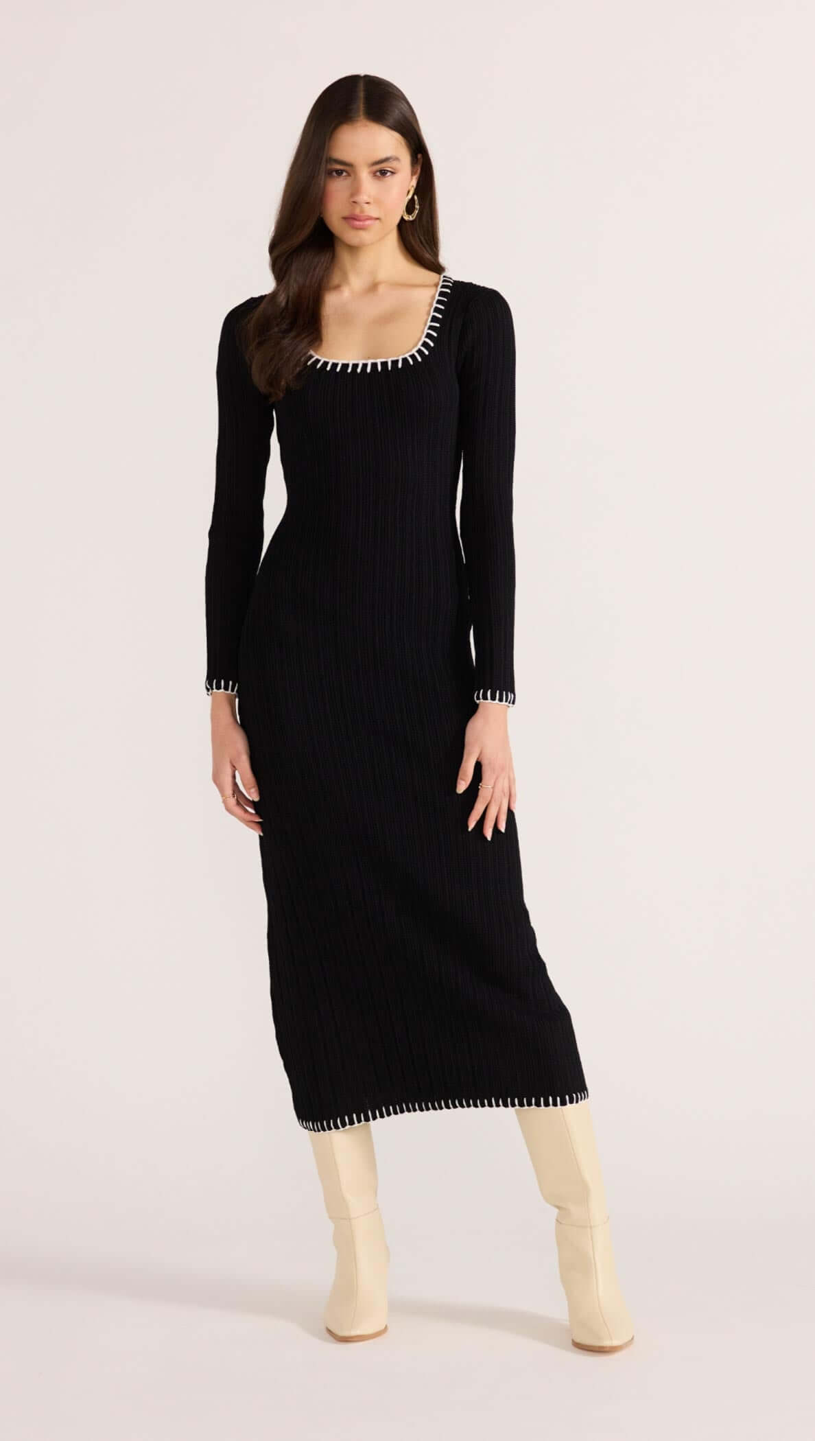 sachin and babi light blue dress NOT TOO CASUAL KNIT MAXI DRESS IN BLACK – AKIRA main image 0