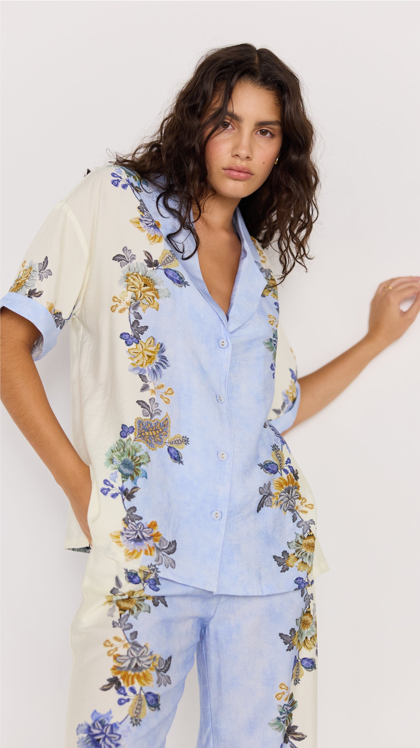 Spring Summer - Lucia blue and cream shirt