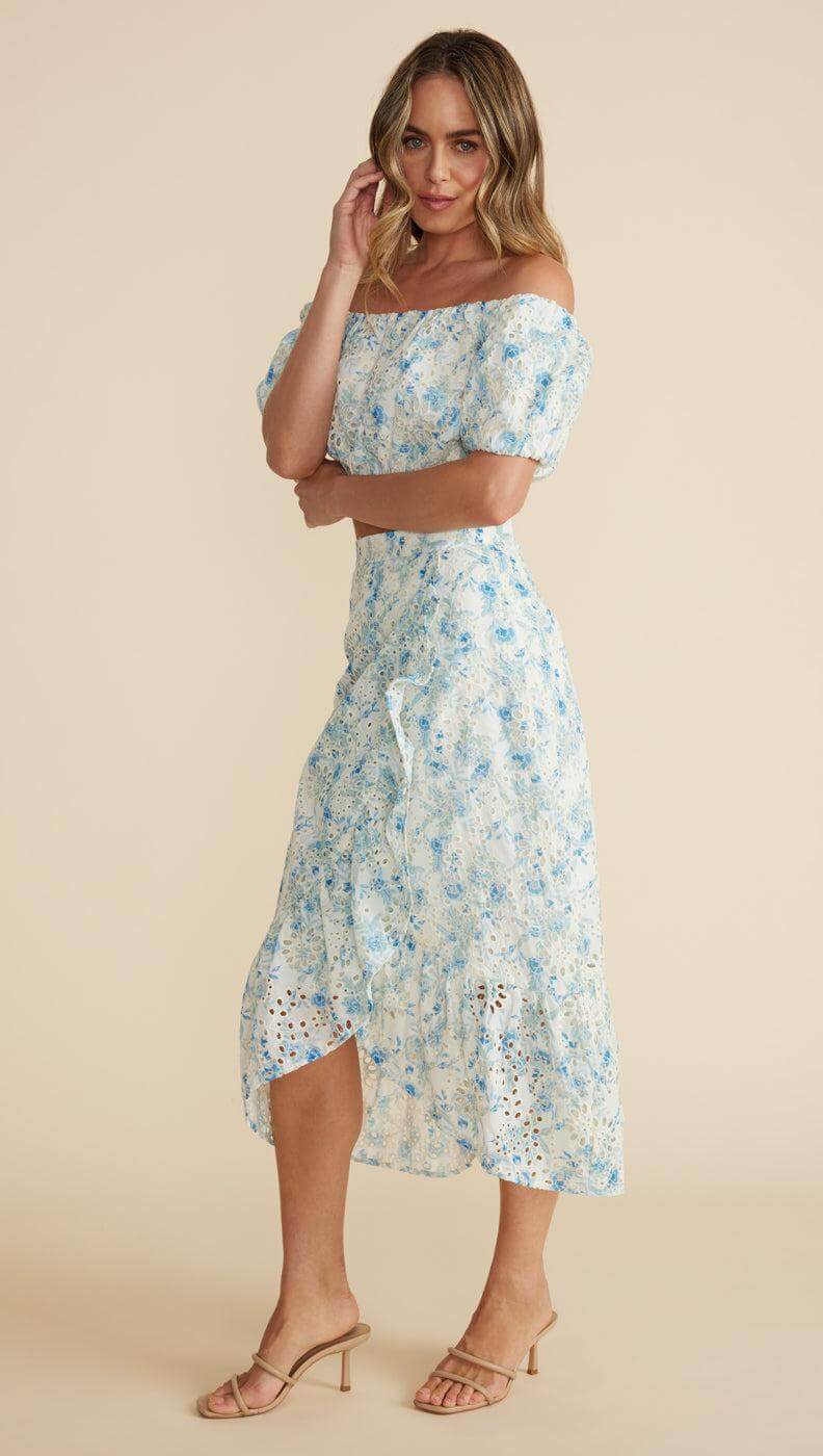ZEPHYR RUFFLED MIDI SKIRT-MINKPINK