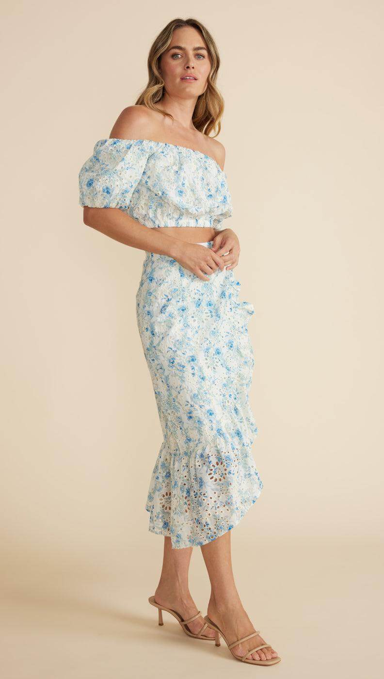 ZEPHYR RUFFLED MIDI SKIRT-MINKPINK