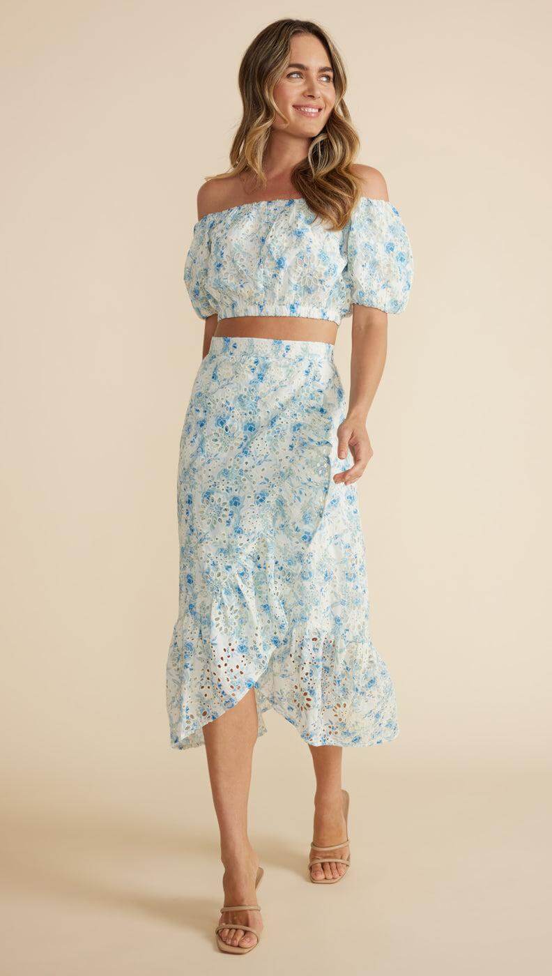 ZEPHYR RUFFLED MIDI SKIRT-MINKPINK