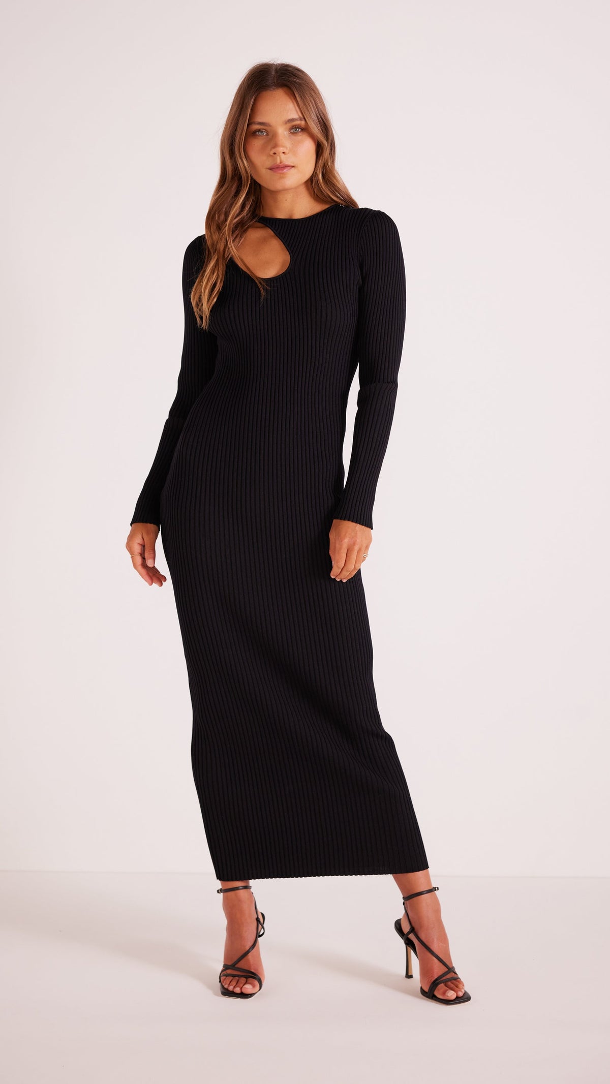 AMBER KNIT MIDI DRESS BLACK-DRESSES - MIDI-MINKPINK