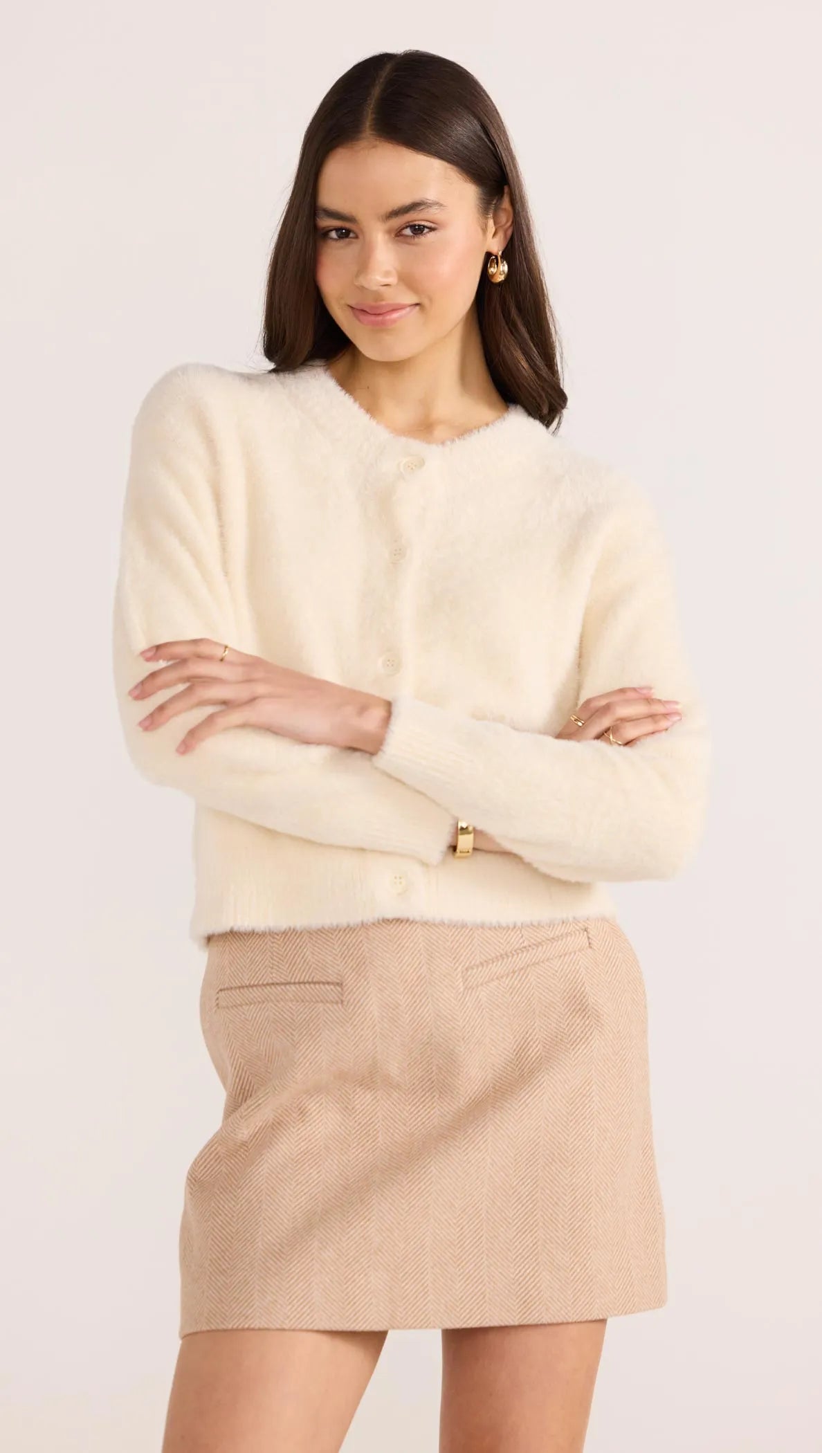 Audrey Herringbone Mini Skirt-SKIRTS - MINI-MINKPINK