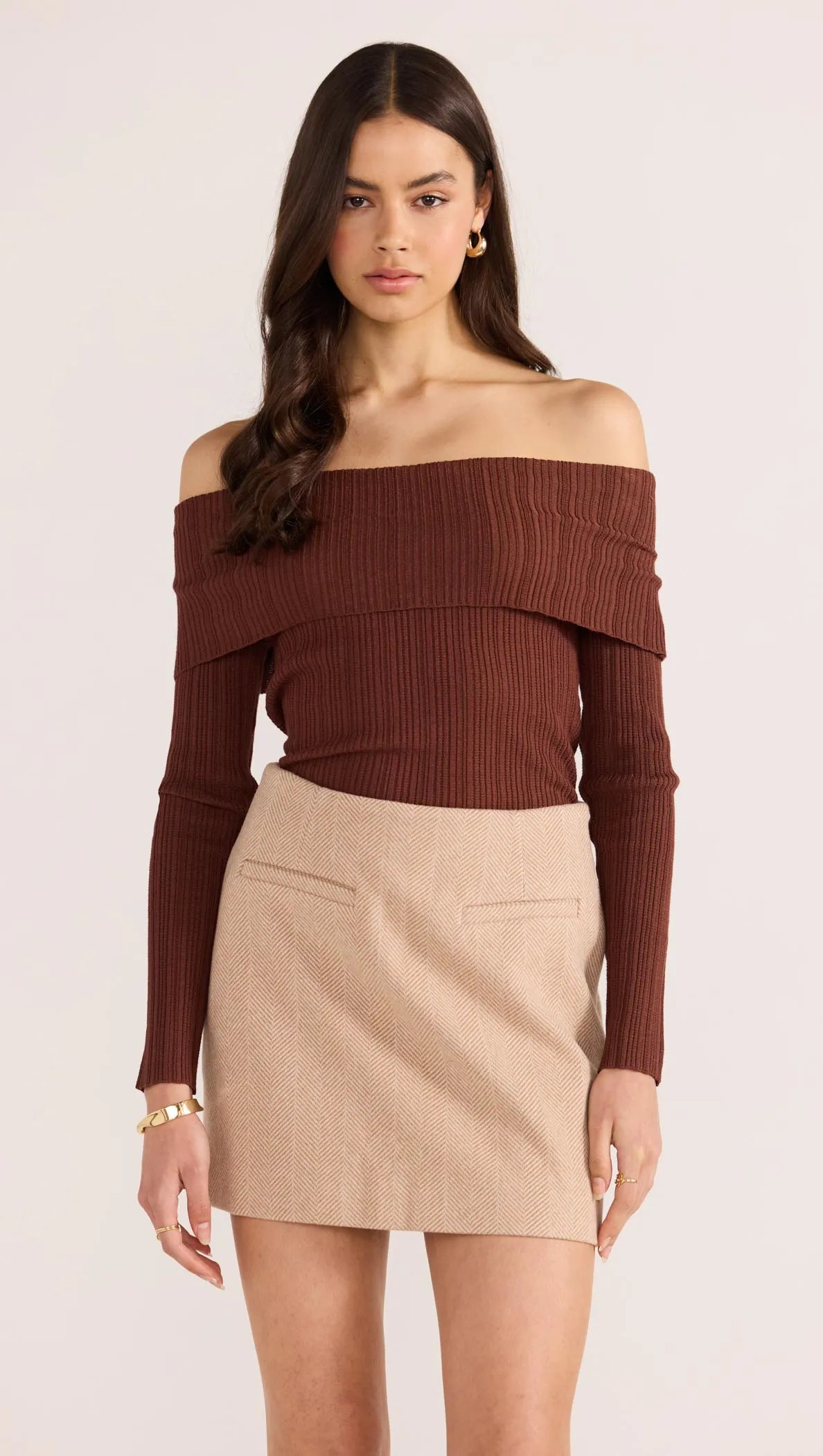 Audrey Herringbone Mini Skirt-SKIRTS - MINI-MINKPINK
