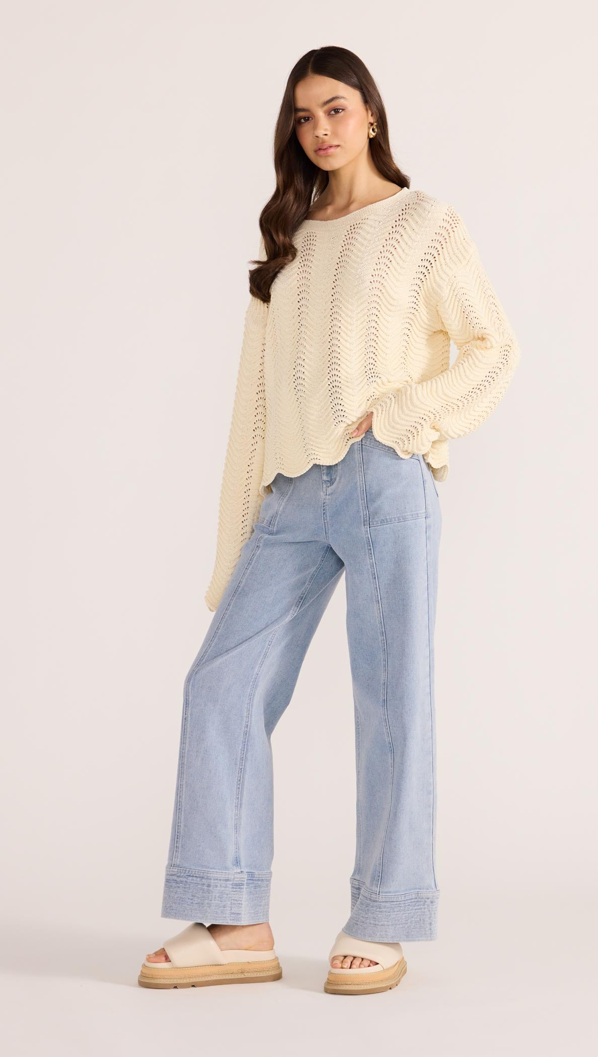 BROOKE CROCHET WAVE SWEATER-TOPS - LONG SLEEVE-MINKPINK