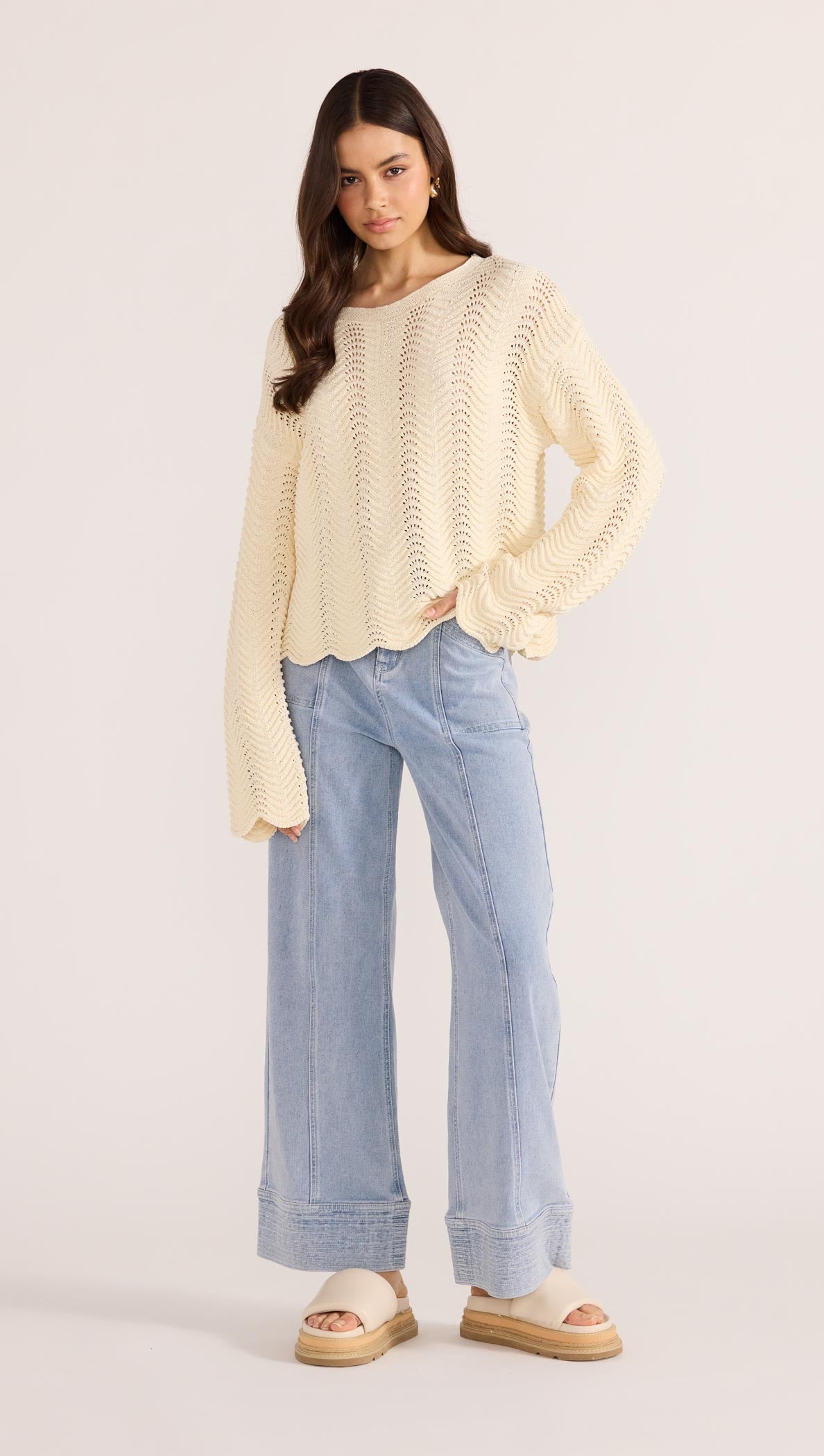 BROOKE CROCHET WAVE SWEATER-TOPS - LONG SLEEVE-MINKPINK