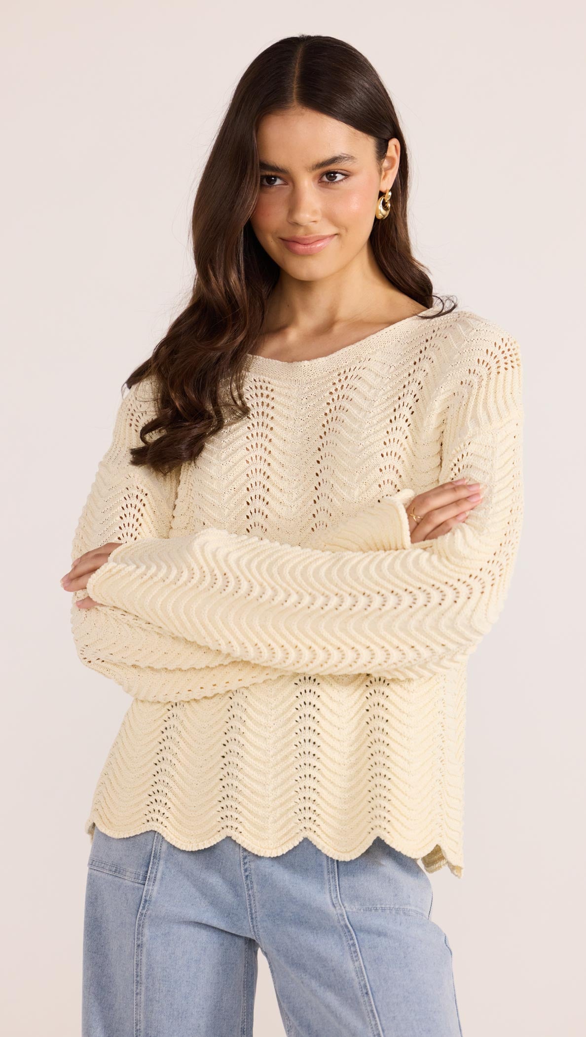 BROOKE CROCHET WAVE SWEATER-TOPS - LONG SLEEVE-MINKPINK