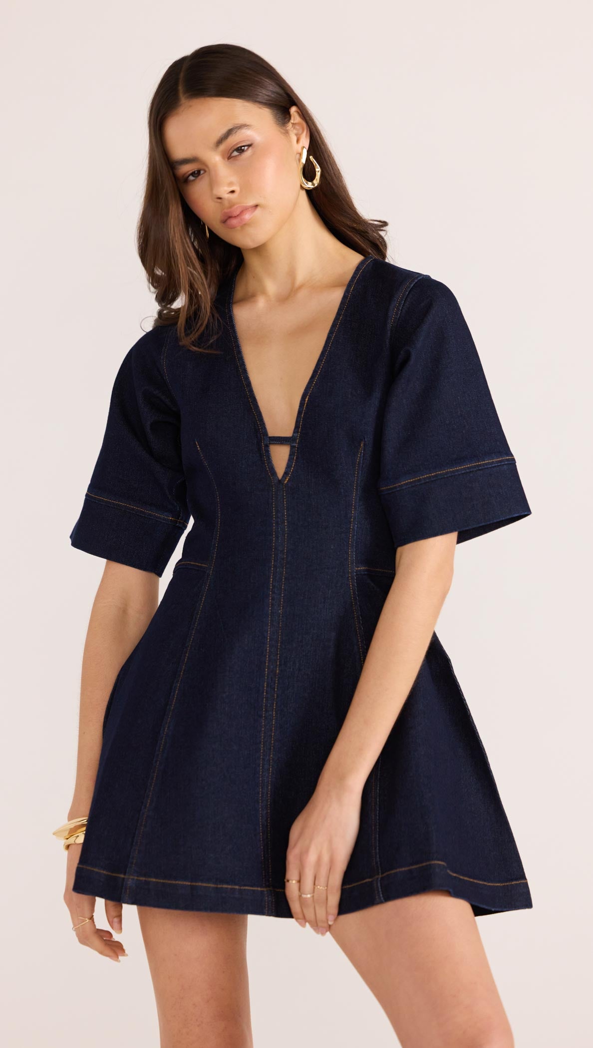 CAMILLA DENIM PANEL MINI DRESS-DRESSES - MINI-MINKPINK