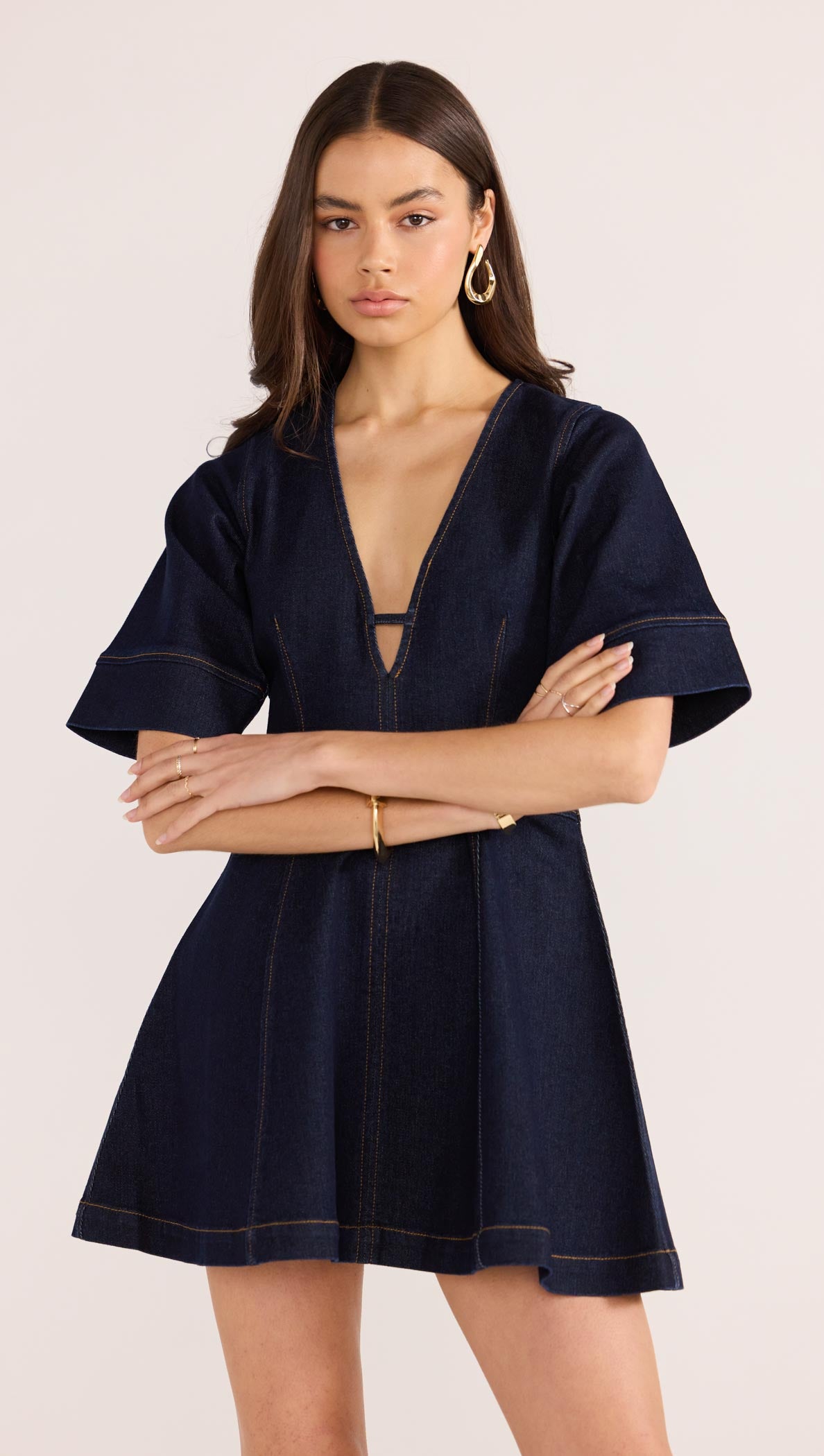 CAMILLA DENIM PANEL MINI DRESS-DRESSES - MINI-MINKPINK