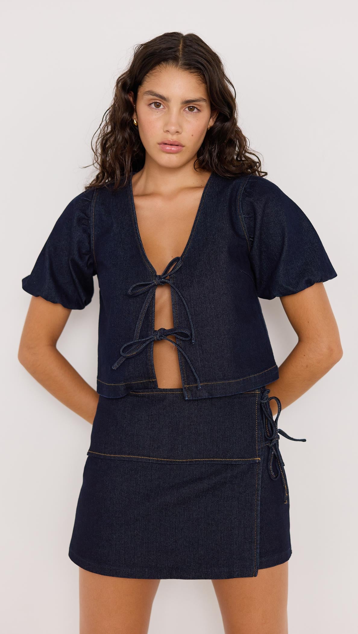 CAMILLA DENIM TIE WRAP SKORT-SKIRTS - MINI-MINKPINK