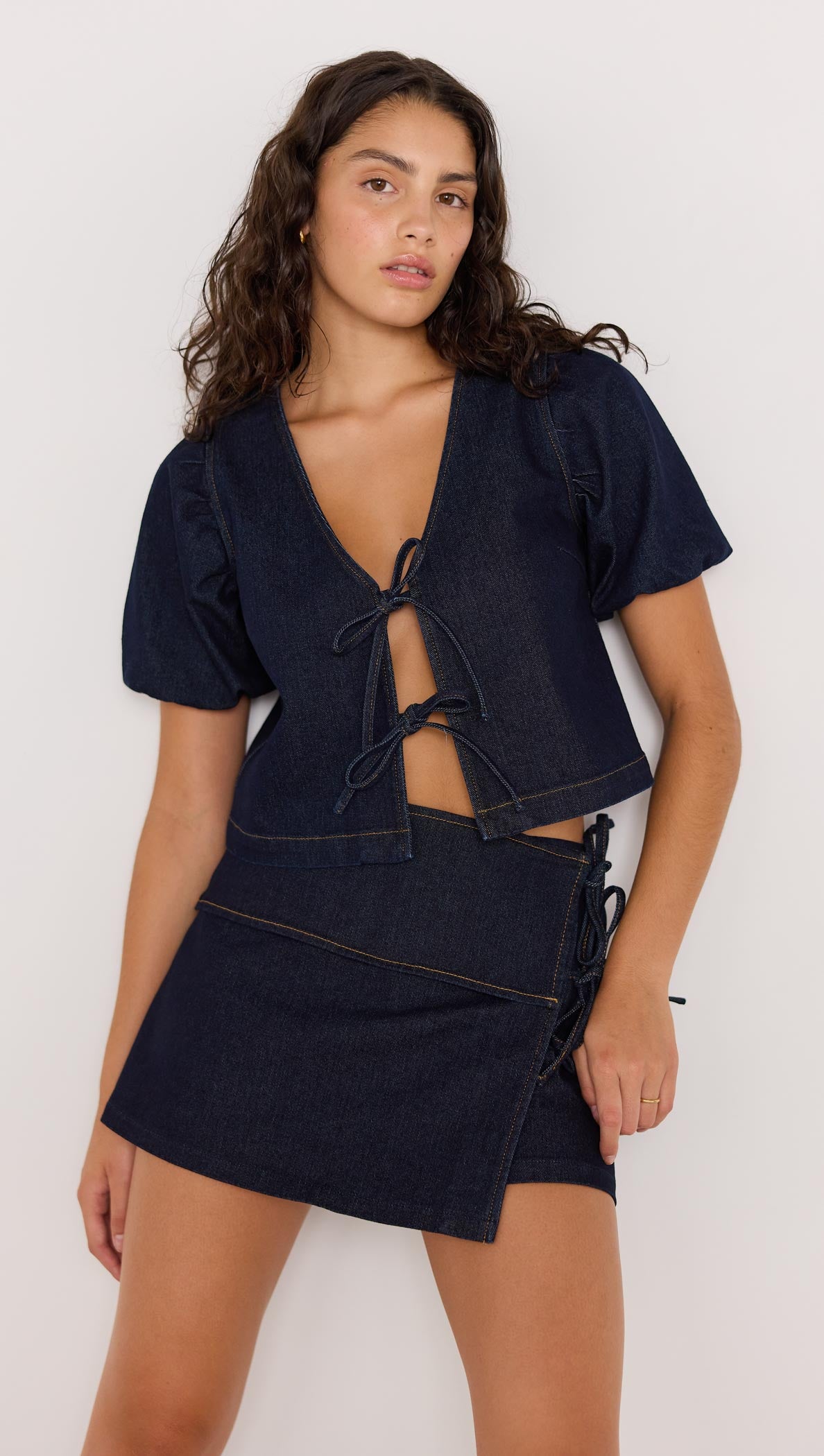 CAMILLA DENIM TIE WRAP SKORT-SKIRTS - MINI-MINKPINK