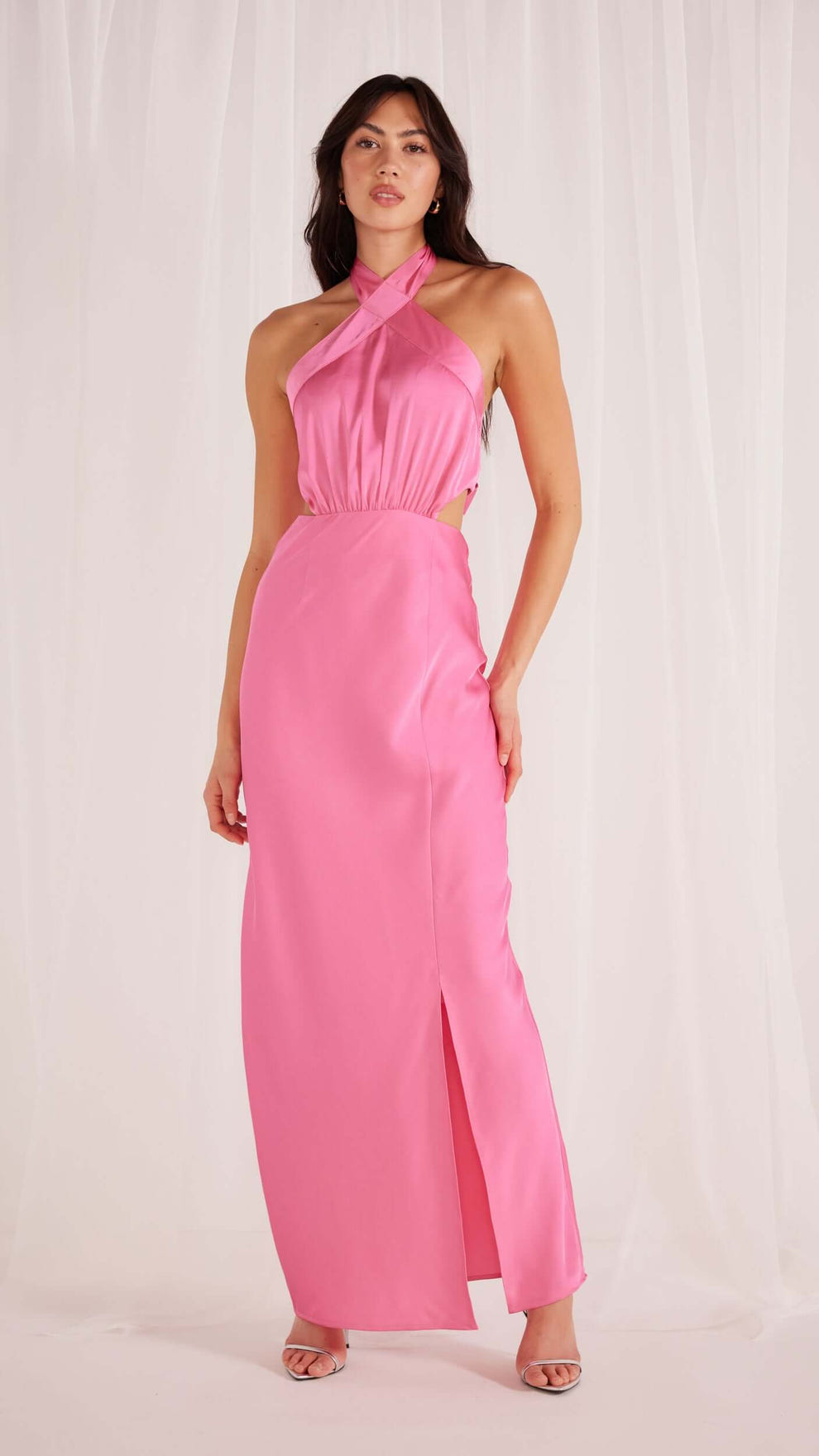 Finlay Satin Halter Gown Pink - Final Sale - XS / PINK Finlay Satin Halter Gown Pink - Final Sale - XS / PINK