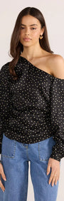 Jemma Polka Blouse-TOPS - LONG SLEEVE-MINKPINK