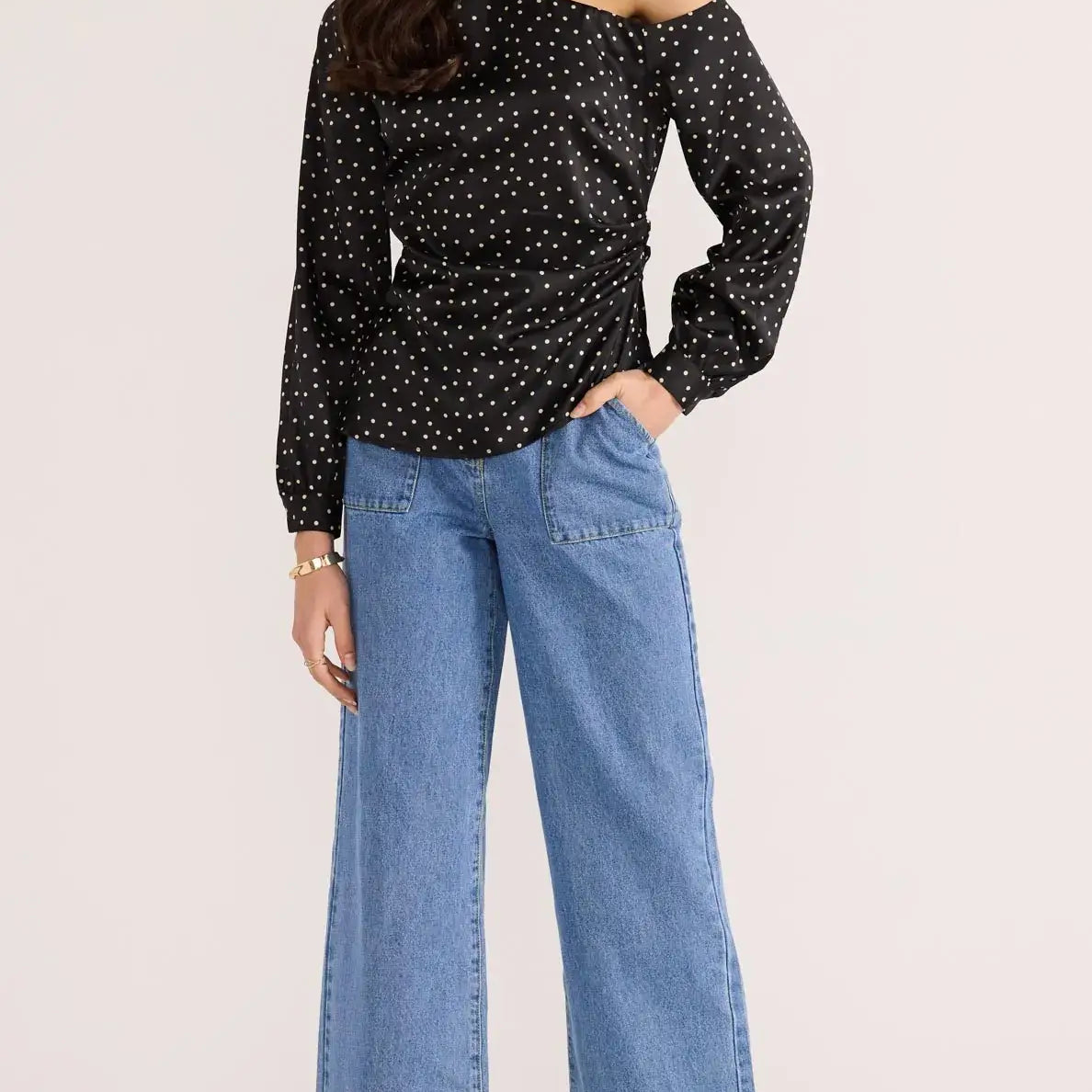 Jemma Polka Blouse-TOPS - LONG SLEEVE-MINKPINK