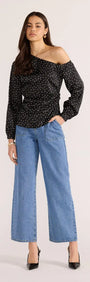 Jemma Polka Blouse-TOPS - LONG SLEEVE-MINKPINK