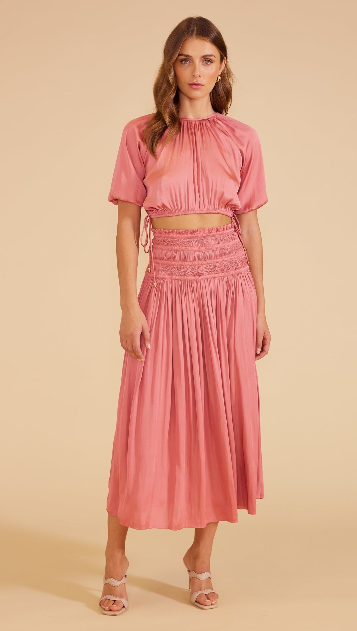 LUNA MIDI SKIRT ROSE-MINKPINK