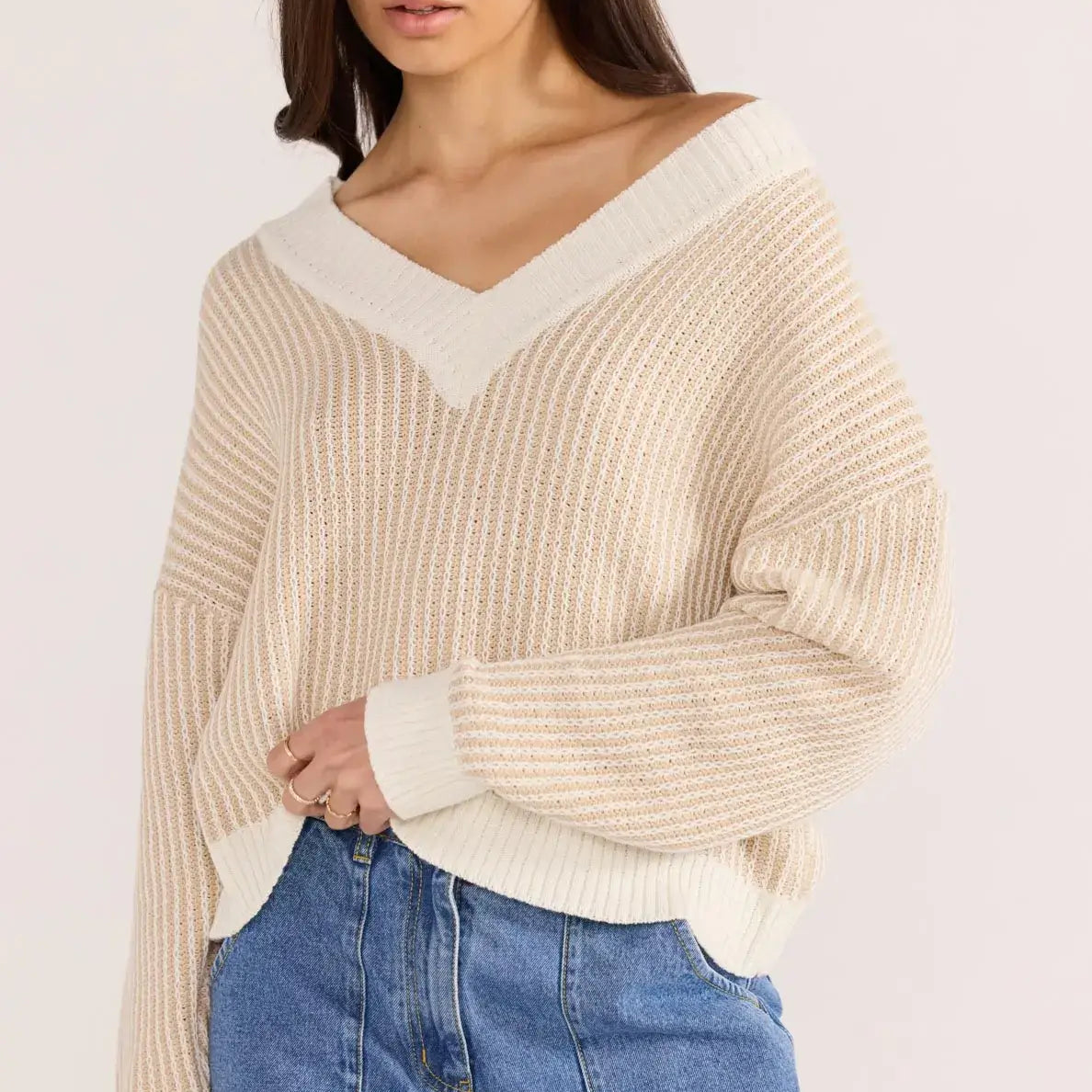 Megan V-Neck Sweater-KNITWEAR - JUMPERS-MINKPINK