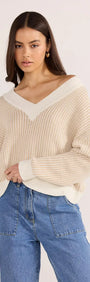 Megan V-Neck Sweater-KNITWEAR - JUMPERS-MINKPINK