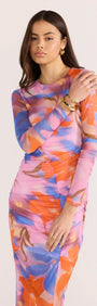 Sommer Ruched Mesh Midi Dress-DRESSES - MIDI-MINKPINK
