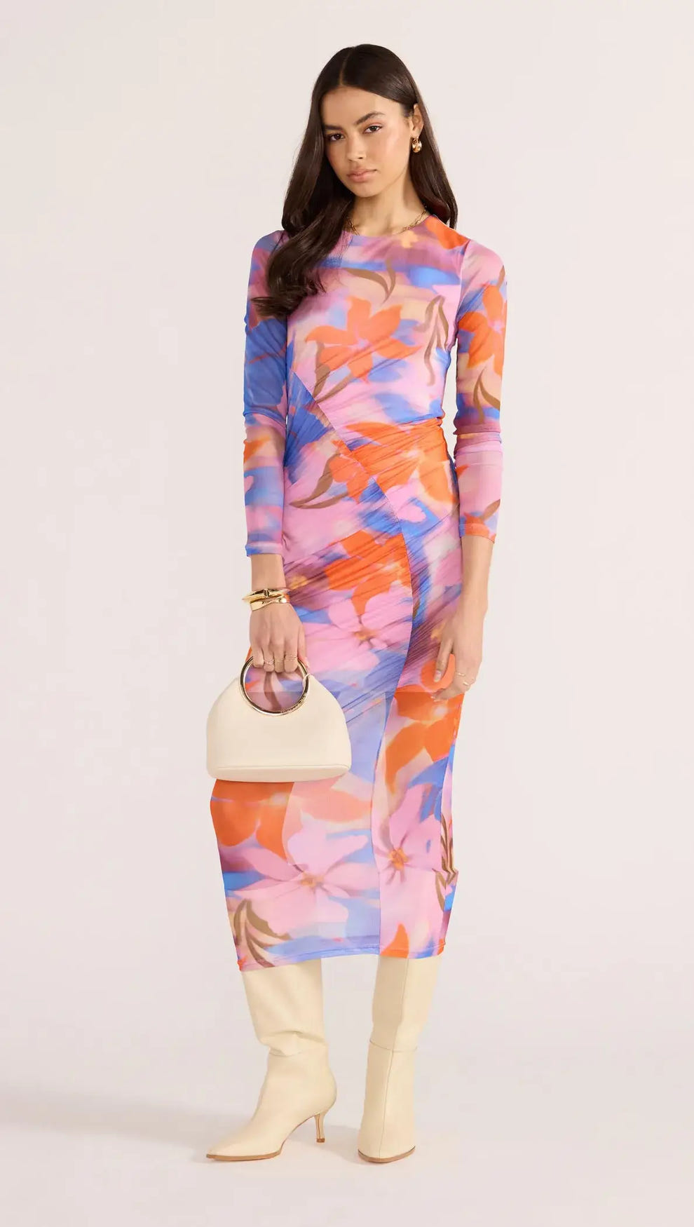 Sommer Ruched Mesh Midi Dress-DRESSES - MIDI-MINKPINK